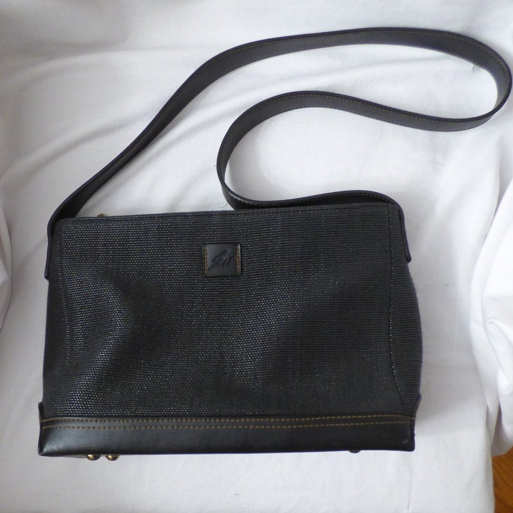 Stone Mountain Black Woven-straw look Shoulder Bag, never used
